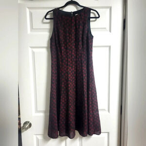 Loft Outlet - NWOT- Black A-Line Dress with Red Polka Dots, Size 6